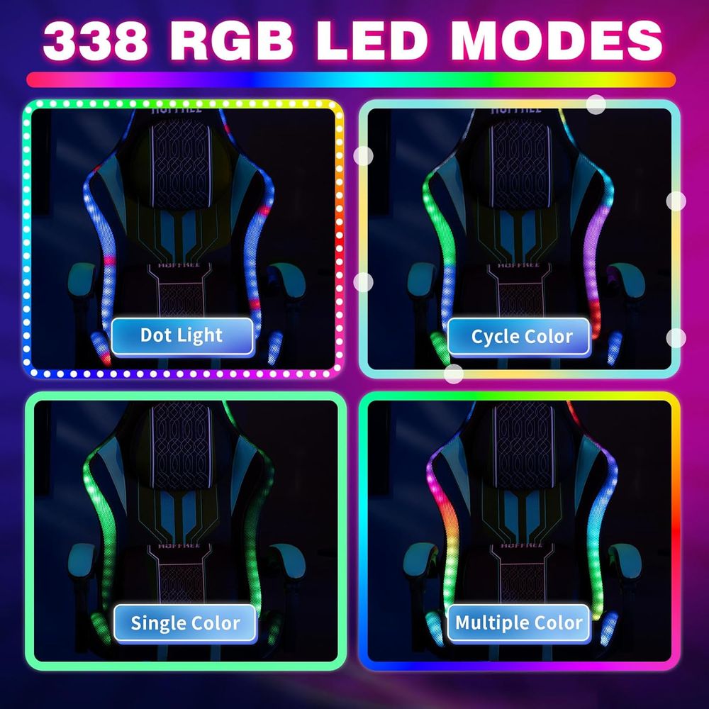 Gaming Chair with LED Lights S - Massage 评论和价格